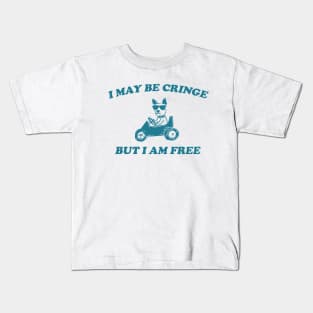 I May Be Cringe But I Am Free -  Retro cartoon T-shirt, vintage cartoon tee, meme Unisex Kids T-Shirt